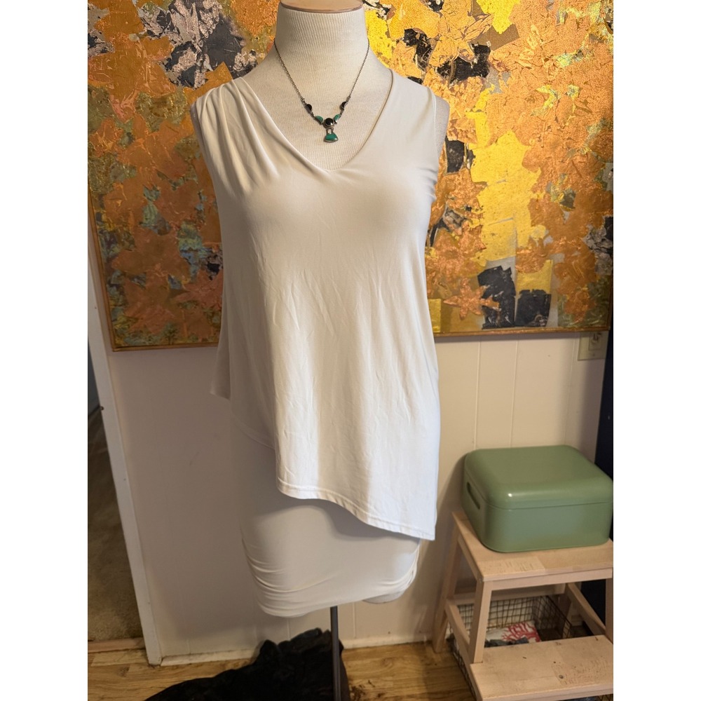 Last Tango USA Cream Asymmetrical Layered Bodycon Mini Dress Made in USA
